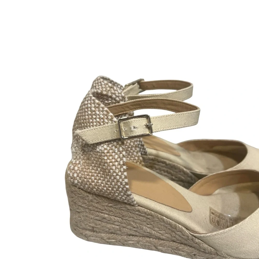 Castaner Cream Espadrille Wedge Sandals with Ankle Strap 40 US 9